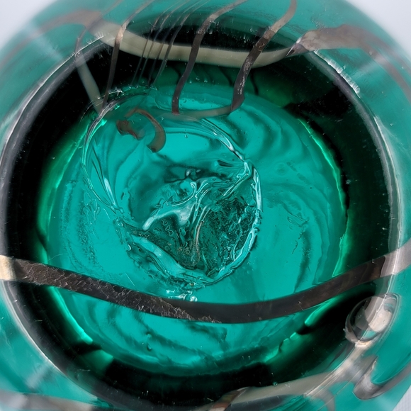 Handmade Aqua Teal Blue Glass Vase Silver Overlay 14 1/4" tall - Picture 9 of 9